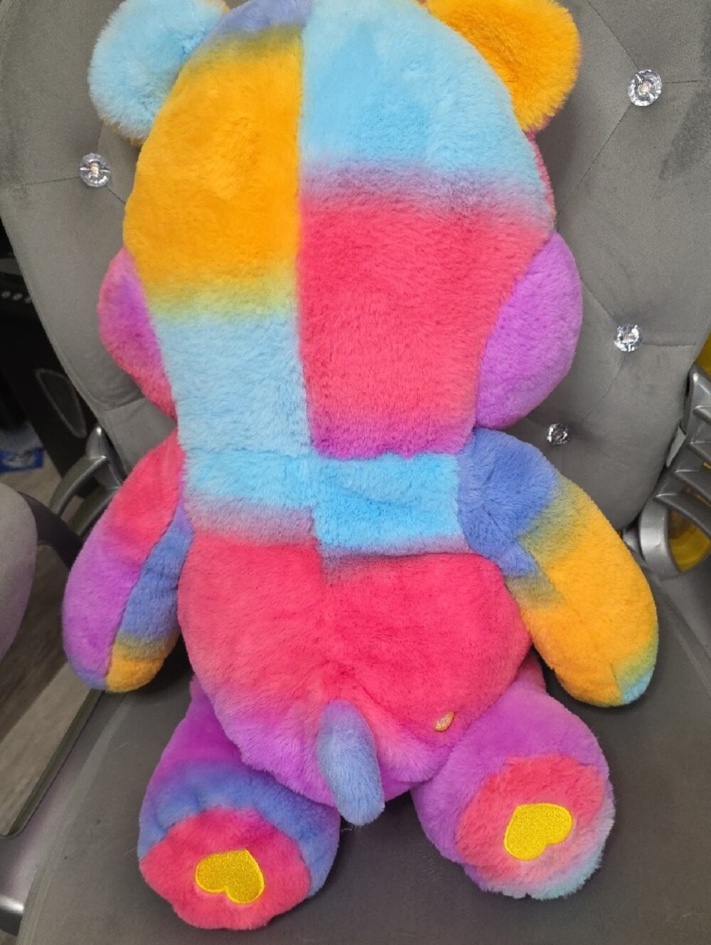 24" Care Bears Rainbow Star Belly Plush - Dare To Care Bear - Picture 5 of 7